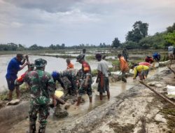 Bersihkan Drainase Sawah, Karya Bakti Koramil 05/Pakue-Kodim 1412/Kolaka, Peringati HUT ke-80 RI